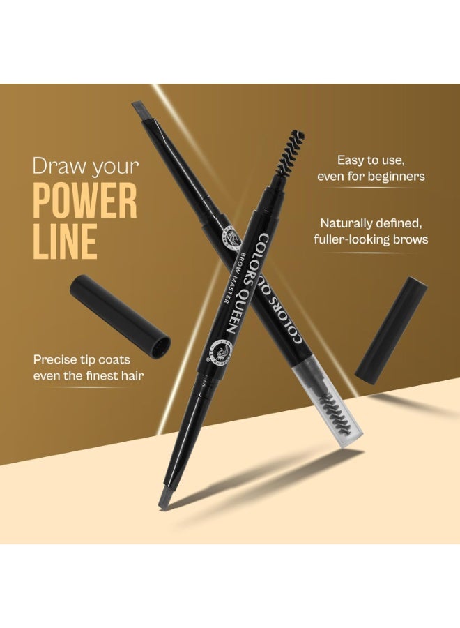 Colors Queen Brow Master Eyebrow Definer Pencil with Spoolie | Natural Looking Brows | Smudge Proof, Waterproof and Long Lasting Eyebrow Pencil (Black) - Image 2